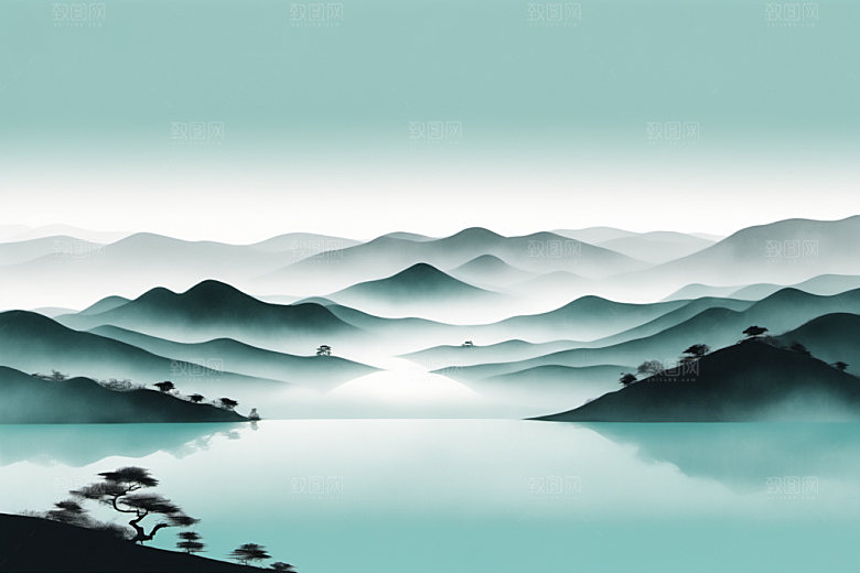 水墨细腻唯美装饰画