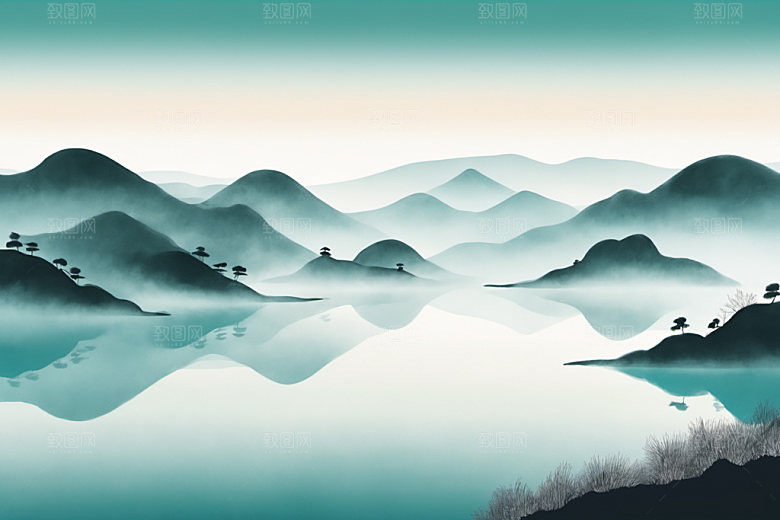 水墨山水意境装饰画