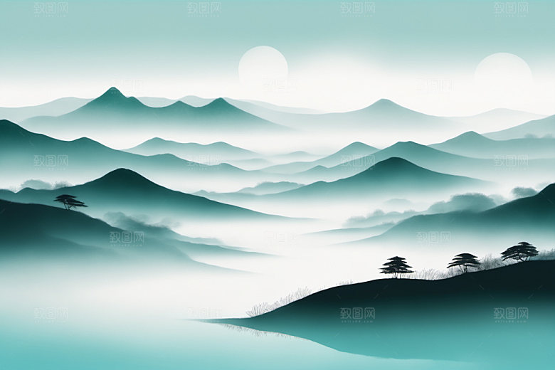 水墨唯美意境装饰画