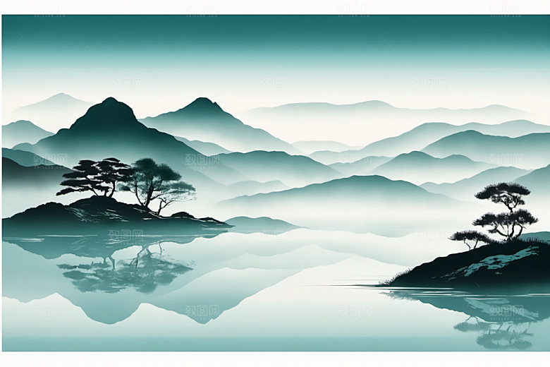 水墨写意山水装饰画