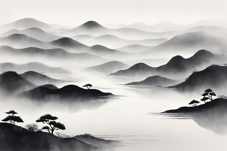 水墨山水高清装饰画
