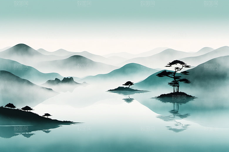 水墨细腻国画装饰画