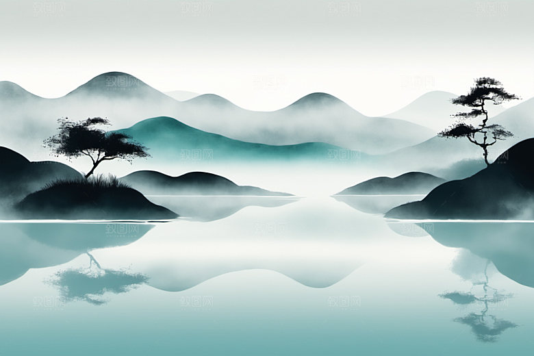 水墨中国风细腻装饰画