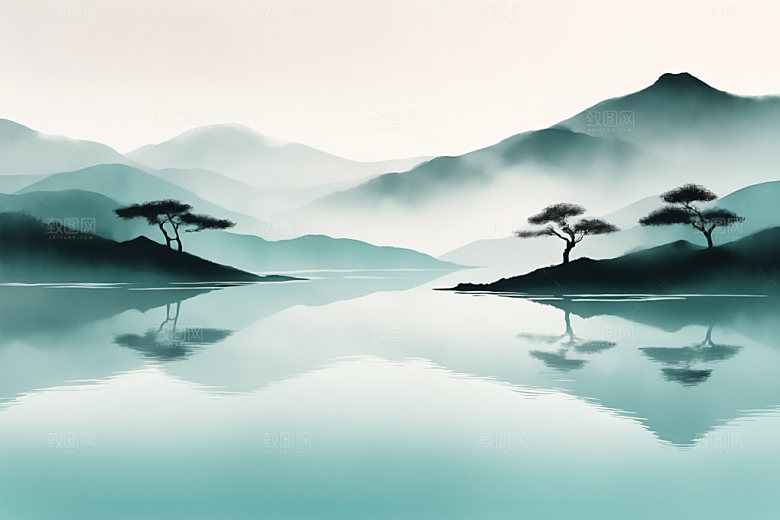 水墨中国风山水装饰画