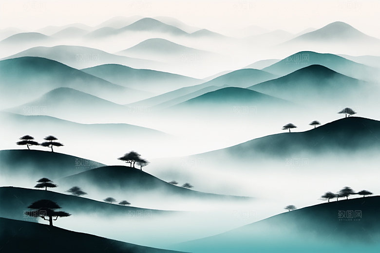 水墨山水意境装饰画