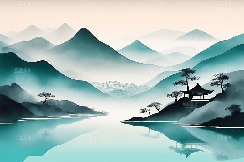 水墨国画唯美装饰画