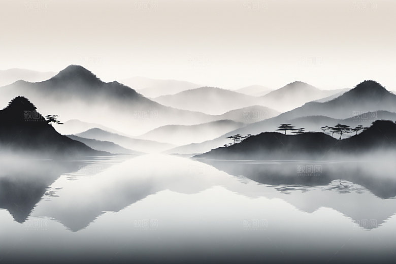 水墨山水国画装饰画