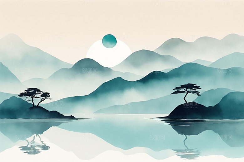 水墨山水唯美装饰画