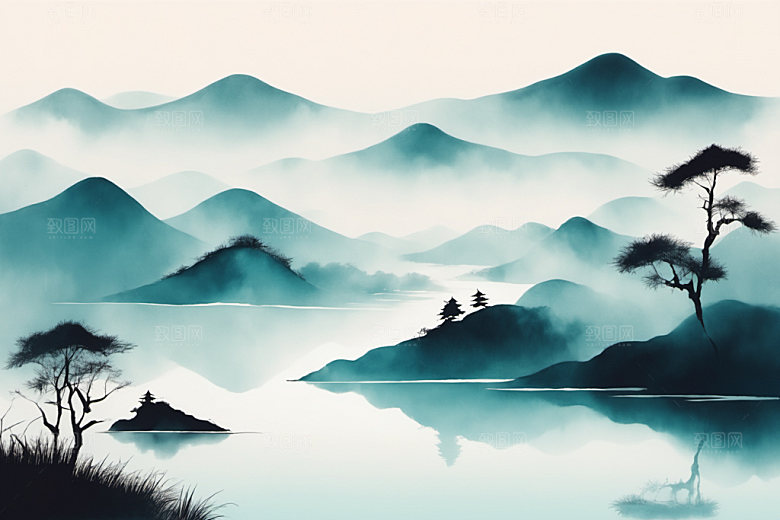 水墨山水高清装饰画