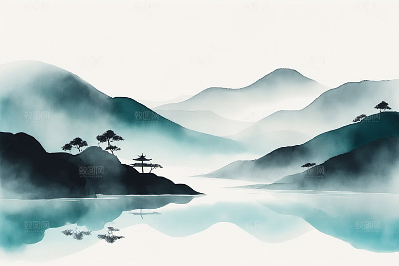 水墨山水中国风装饰画