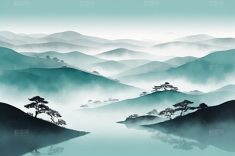 水墨细腻中国风装饰画