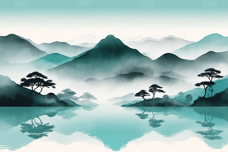 水墨唯美国画装饰画