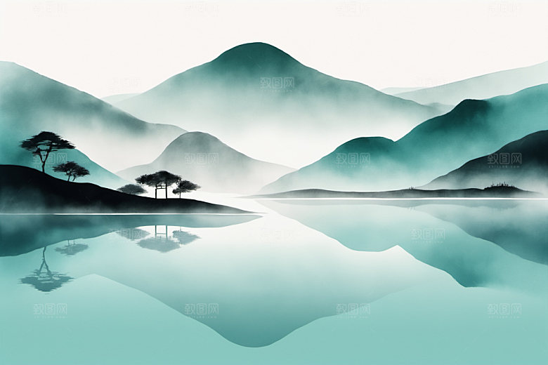 水墨意境山水装饰画