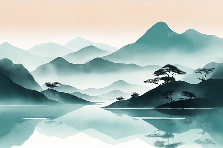水墨山水细腻装饰画