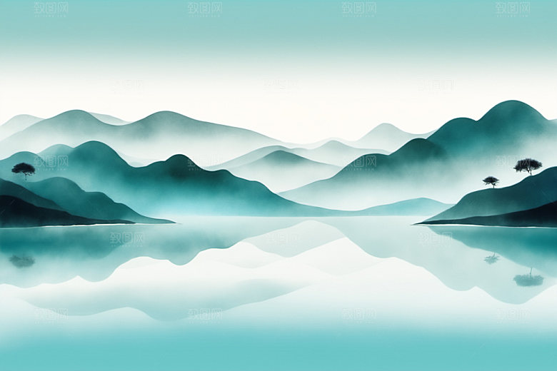 水墨细腻唯美装饰画