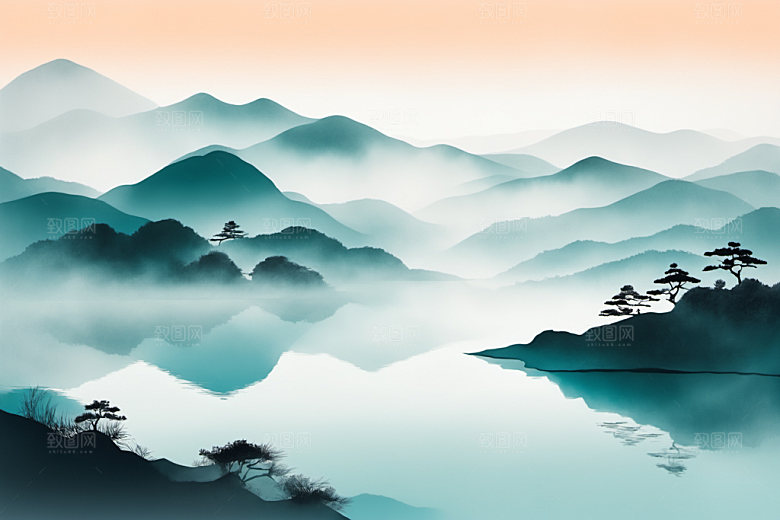 水墨写意山水装饰画