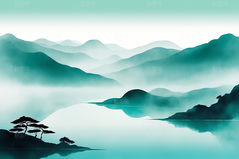 水墨国画唯美装饰画