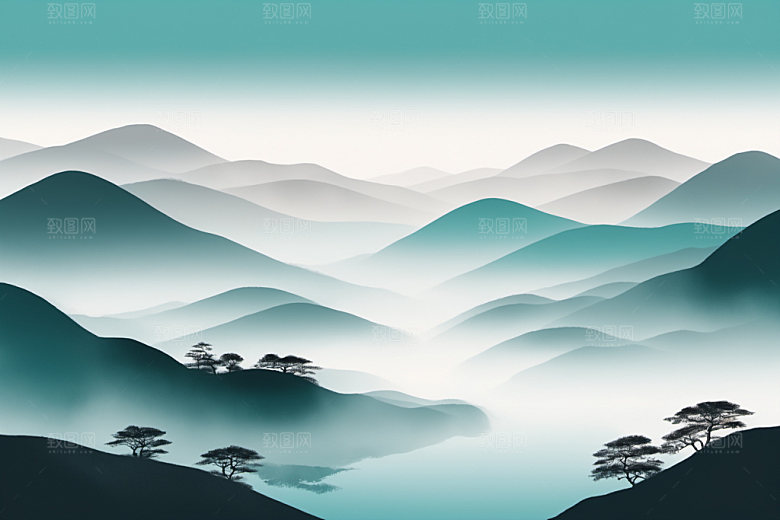 水墨细腻中国风装饰画
