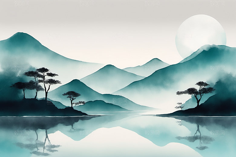 水墨山水高清装饰画