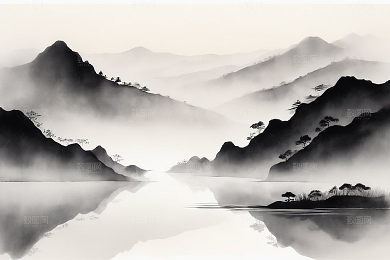 水墨国画唯美装饰画