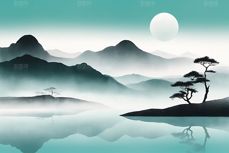 水墨高清细腻装饰画