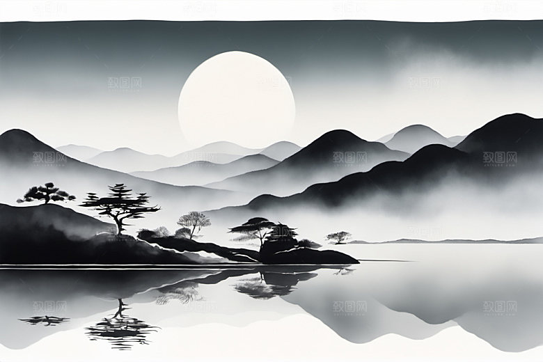 水墨国画山水装饰画