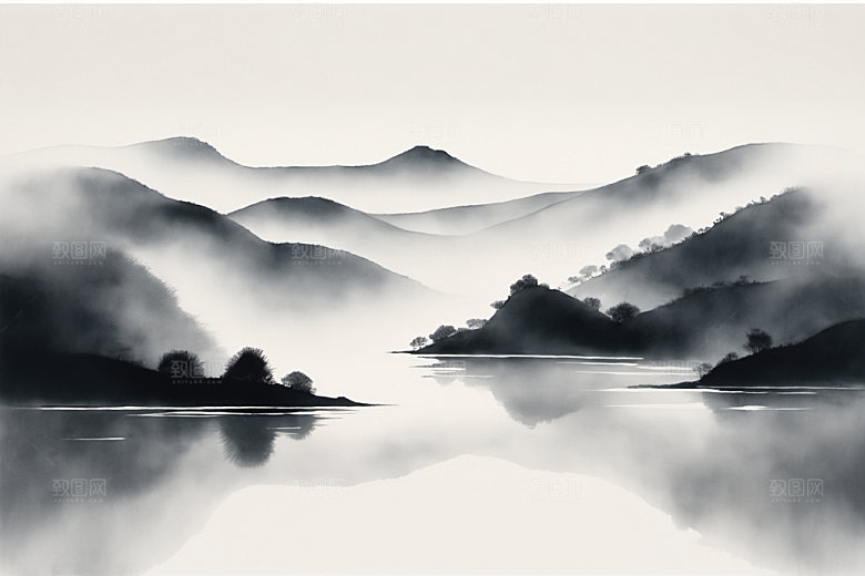 水墨高清细腻装饰画