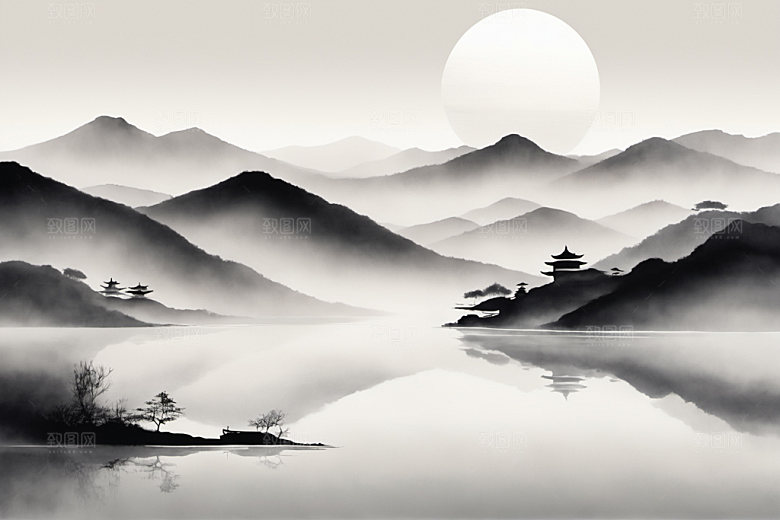 水墨国画山水装饰画
