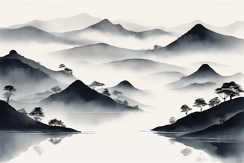 水墨细腻唯美装饰画