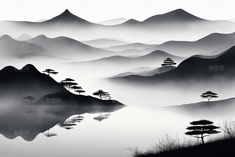 水墨国画山水装饰画