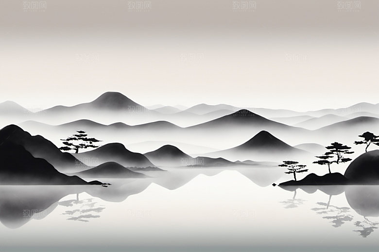 水墨细腻唯美装饰画