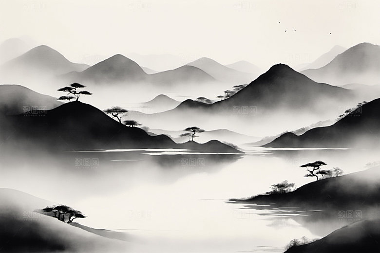 水墨唯美写意装饰画