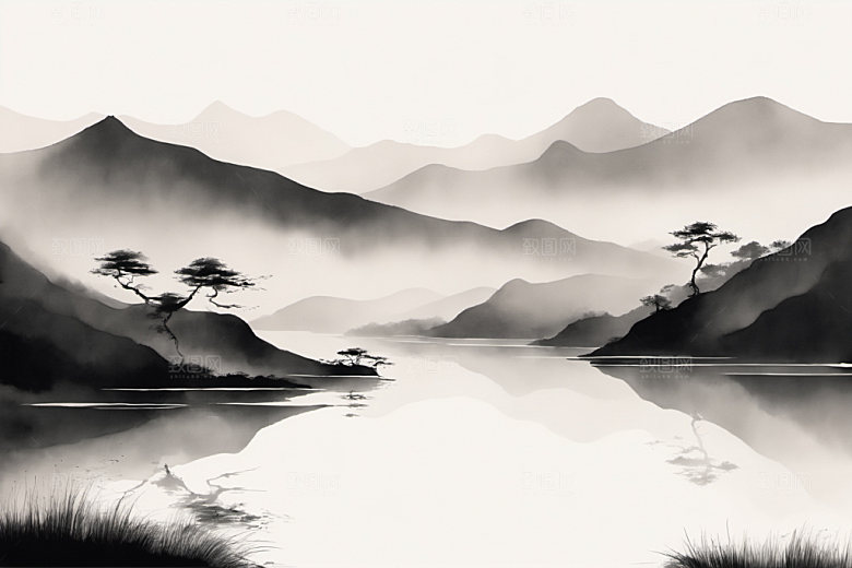 水墨山水意境装饰画