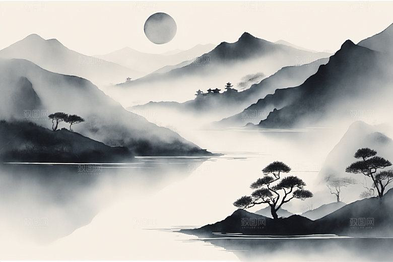 水墨山水高清装饰画