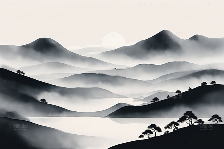 水墨山水中国风装饰画