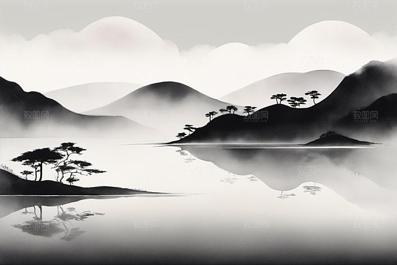 水墨山水意境装饰画
