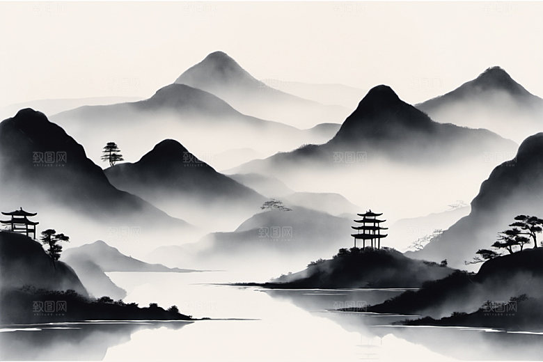 水墨唯美中国风装饰画