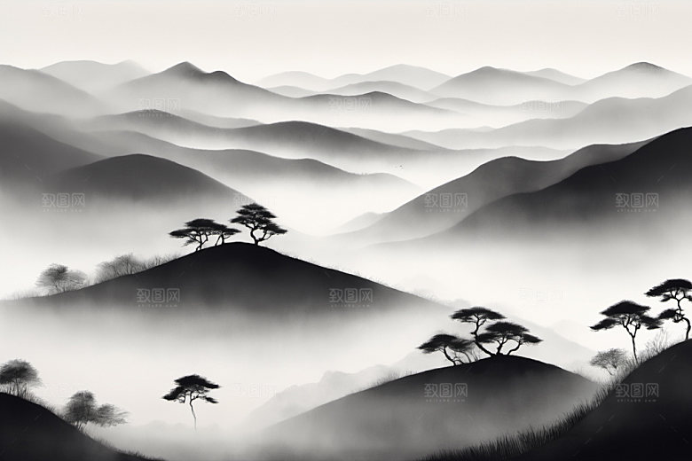 水墨山水高清装饰画