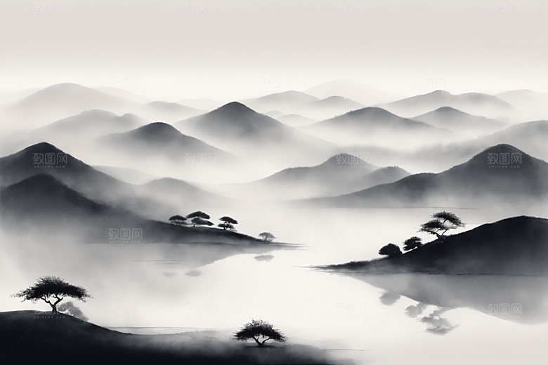 水墨国画唯美装饰画