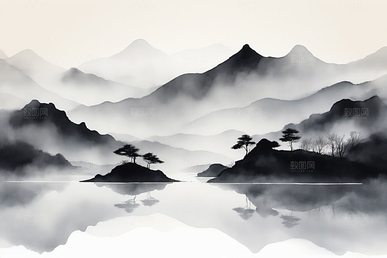 水墨山水中国风装饰画