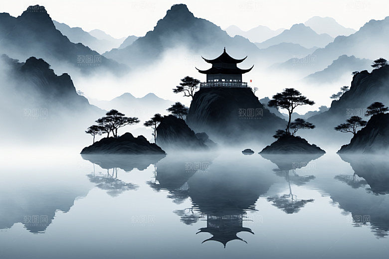 水墨中国风细腻装饰画