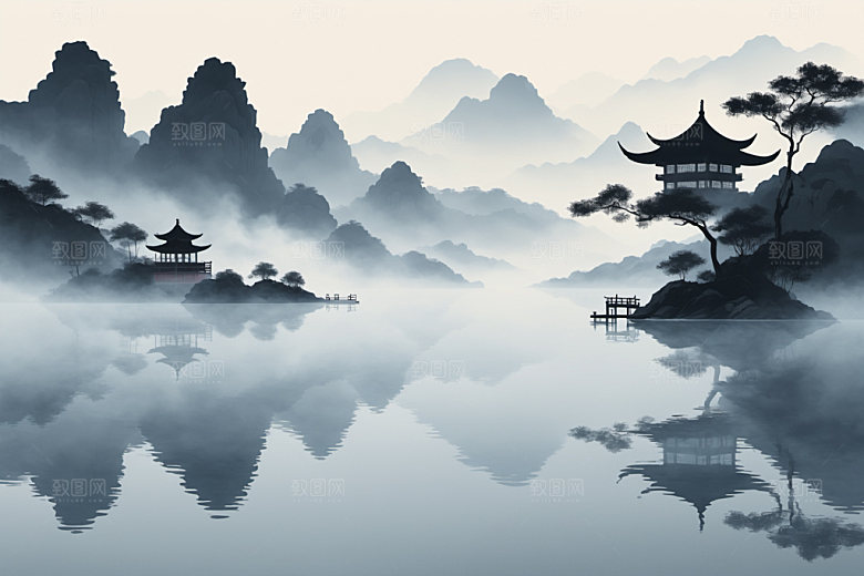 水墨国画细腻装饰画