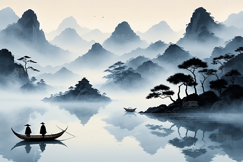 水墨中国风细腻装饰画
