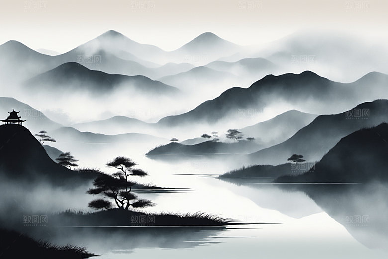 水墨高清国画装饰画