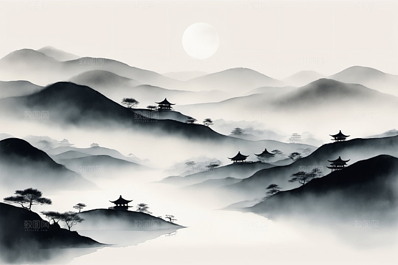 水墨细腻高清装饰画