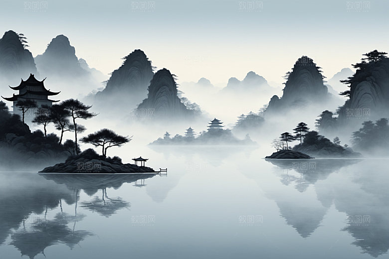 水墨国画细腻装饰画