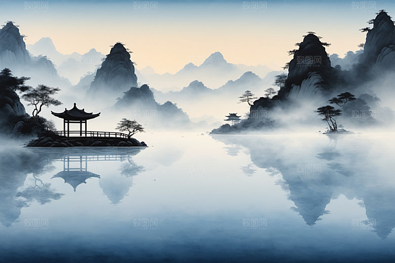 水墨细腻唯美装饰画