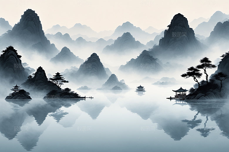 水墨山水高清装饰画