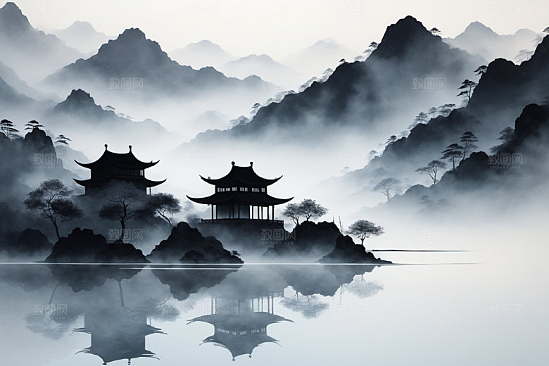 水墨唯美写意装饰画