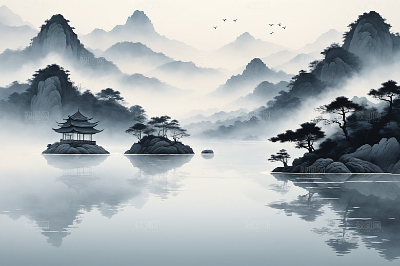 水墨唯美意境装饰画